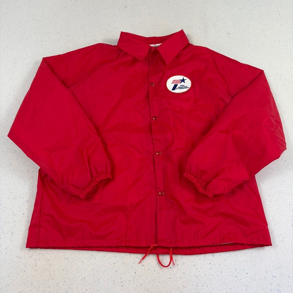 Vintage Texas Department of Transportation Red Nylon Coaches Jacket Workwear XL - Picture 3 of 10